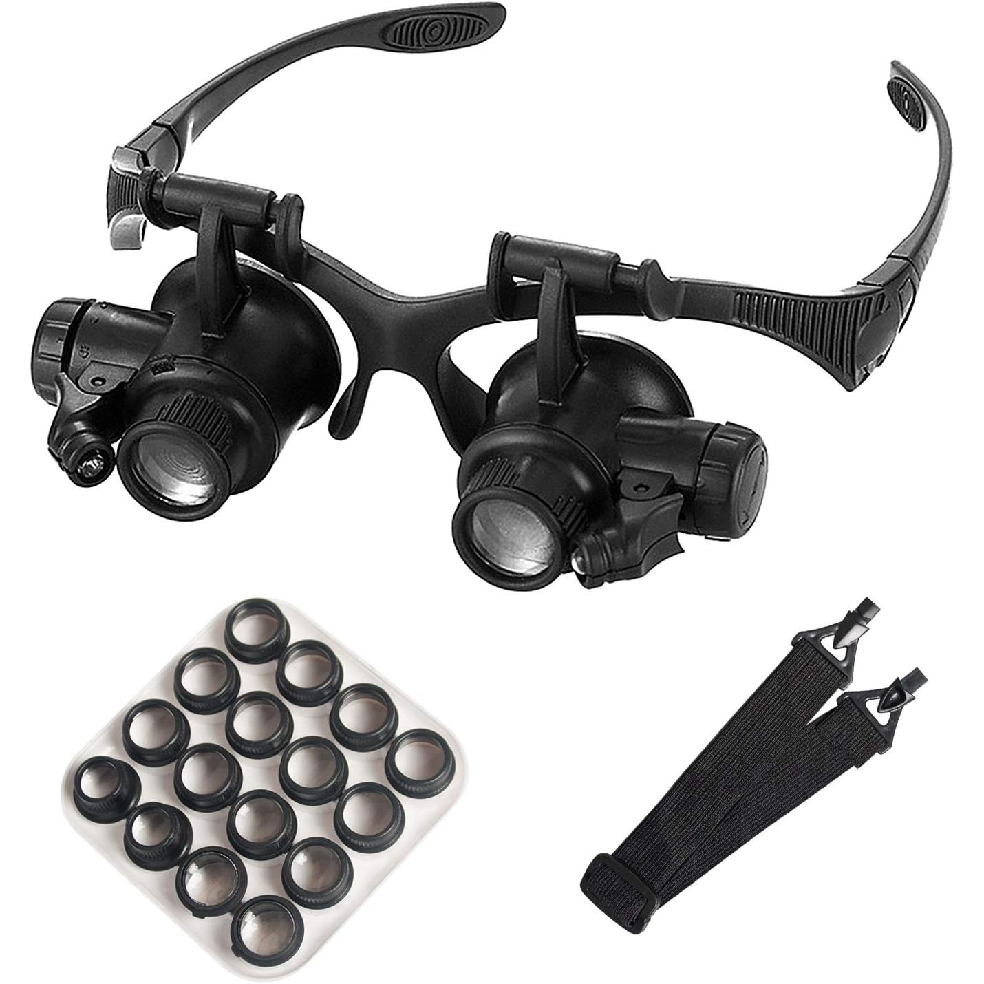 Electronics Repair Glasses - LED 라이트 돋보기가있는 헤드 장착형 돋보기