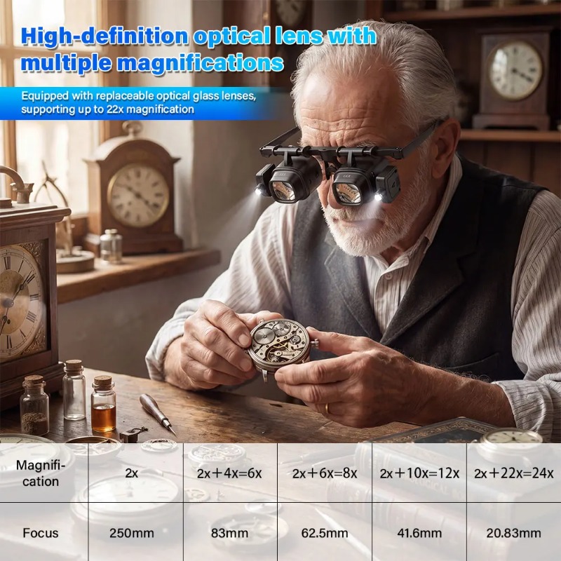 LED 조명이 있는 새로운 헤드 마운트 확대경 안경,  - Electronics Repair Glasses 리뷰 및 가격