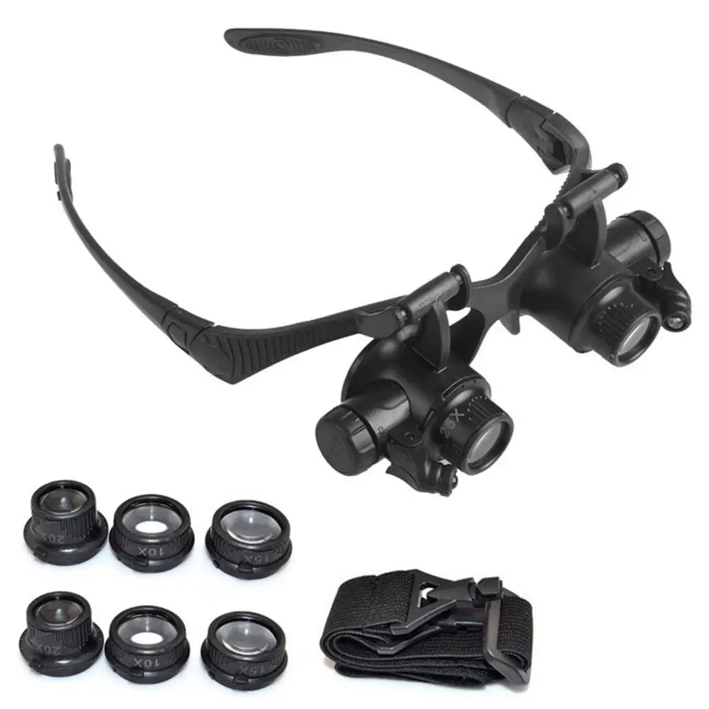 새로운 머리띠 LED 라이트 안경 돋보기 10X 15X - Electronics Repair Glasses 리뷰 및 가격