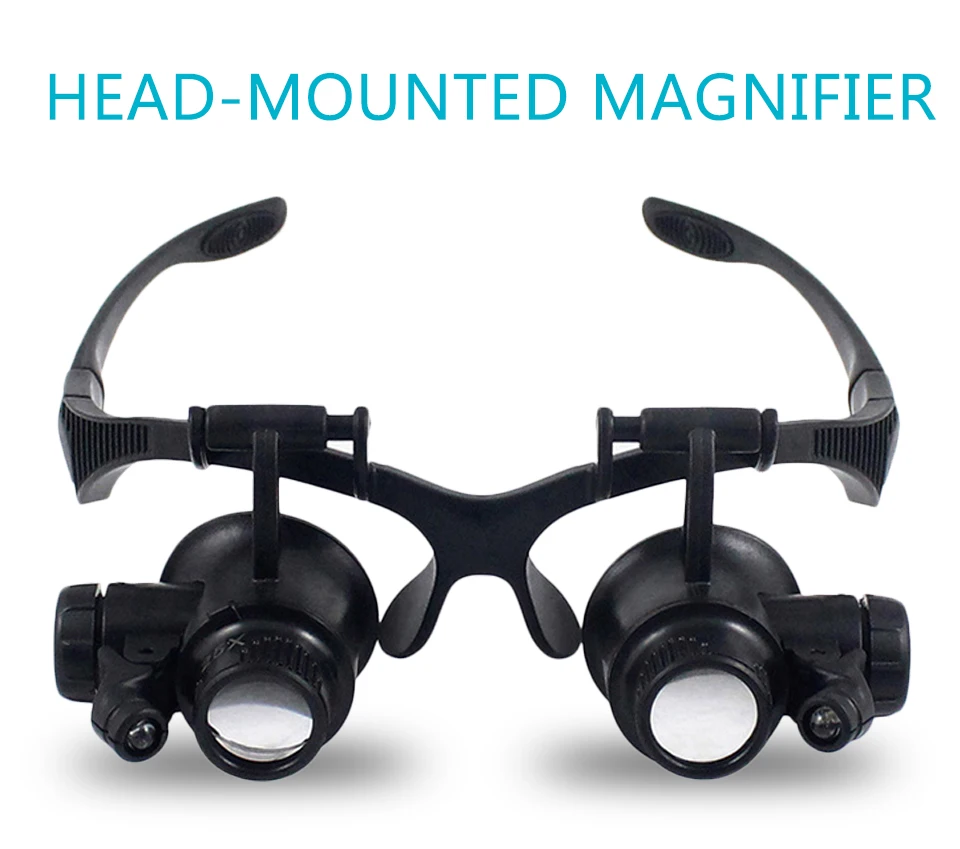 새로운 머리띠 LED 라이트 안경 돋보기 10X 15X - Electronics Repair Glasses 리뷰 및 가격