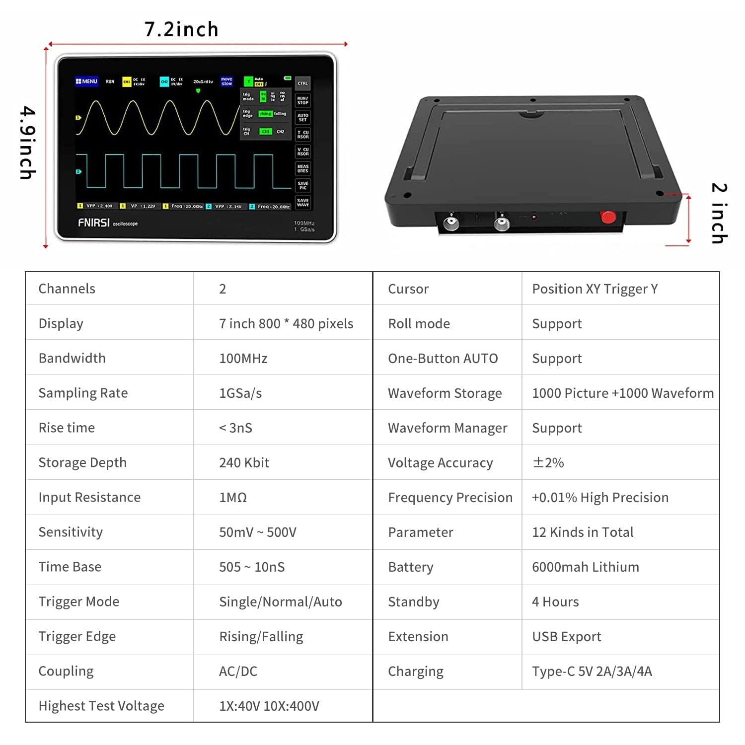 2채널, 100MHz, 1GSa 샘플링 속도, 태블릿형 - Electronics Repair Engineer 리뷰 및 가격