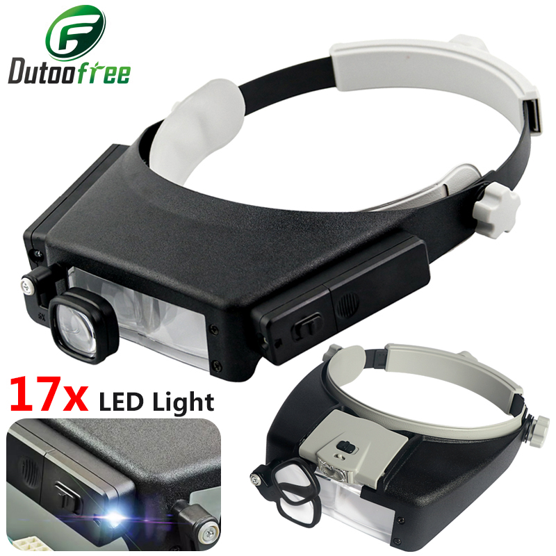 새로운 헤드밴드 돋보기 LED 조명 루페 현미경 안경, - Electronics Repair Glasses 리뷰 및 가격